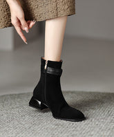 Botas verdes elegantes de gamuza gruesa ajustadas con cremallera